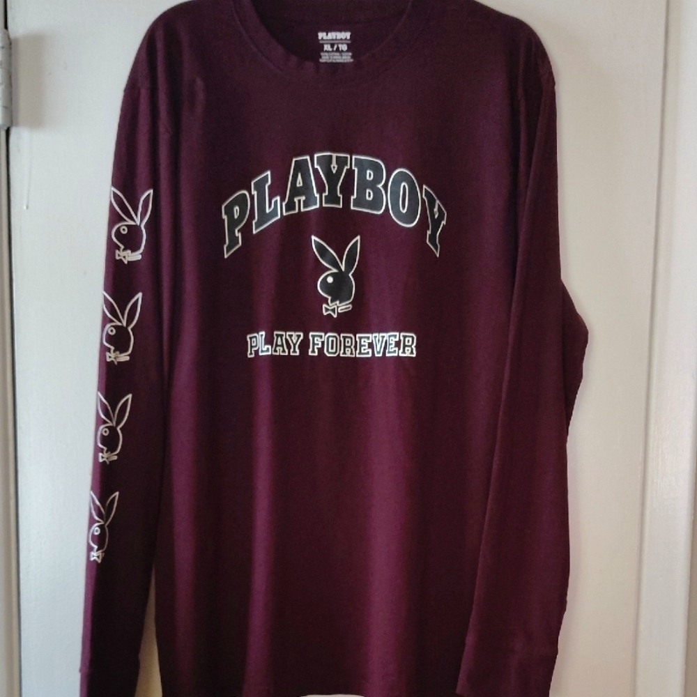 Playboy Burgundy Long Sleeve Tee